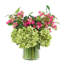 Hydrangeas and Buds in Glass Vase