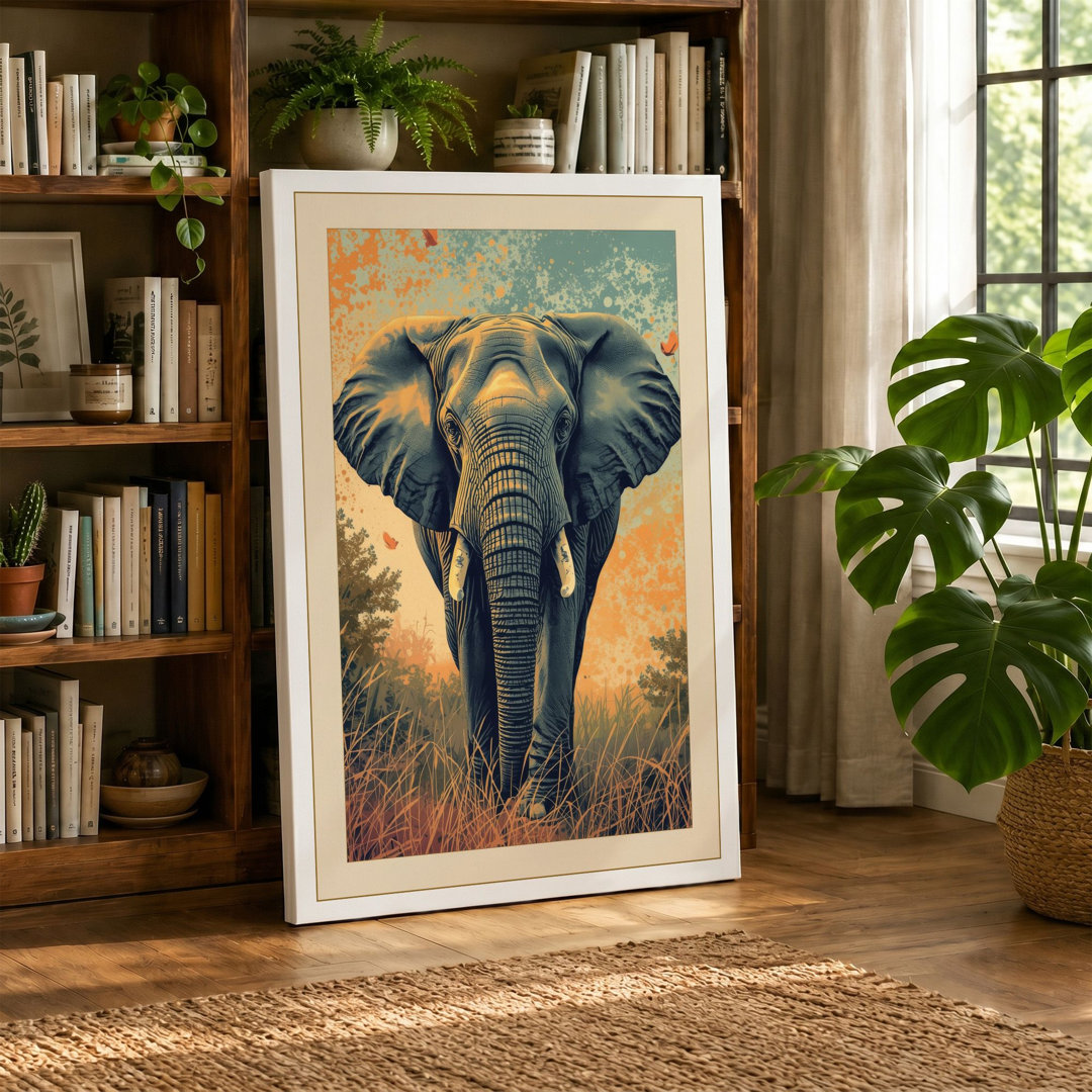 Elephant in Stillness Vintage - Wrapped Canvas