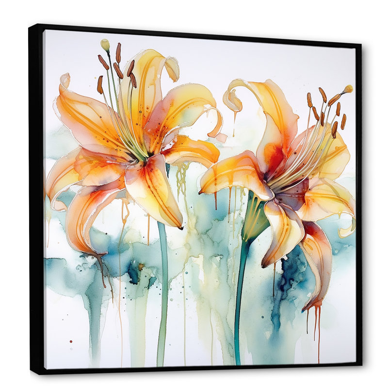Art mural sur toile blanc et jaune avec lis pureté II, H 36 po x l 36 po x P 1,5 po, Cadre flottant noir