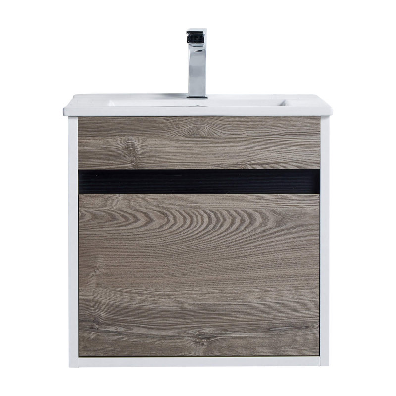 Ensemble de meuble-lavabo mural simple 20 po Kynlyn, Noyer gris