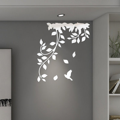 Leaves And Rattan Branches Home Decoration Library Mirror Sticker