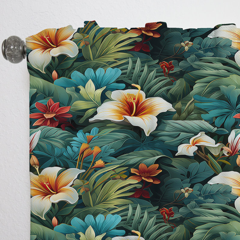 Rainforest Radiance Tropical Motif - Rideau Tropical - Velours obscurcissant - 1 panneau, L 52 po x L 84 po