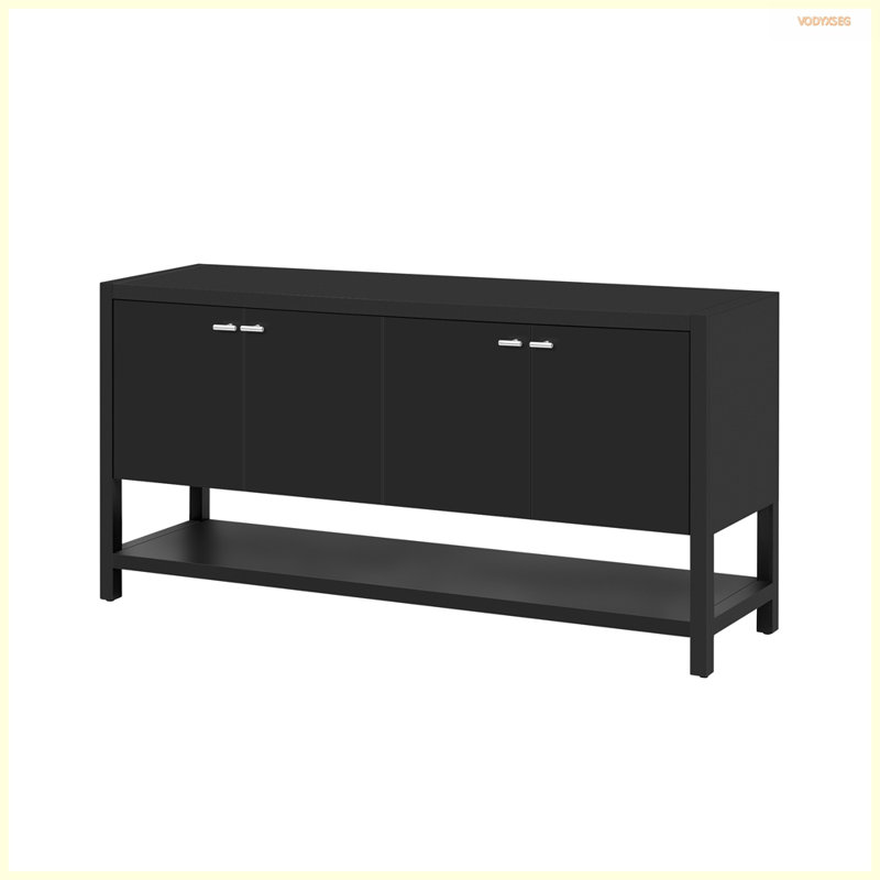 U-Style Functional Entryway Console Table with Ample Storage,Suitable for Study,Entrance and Living Room, Black