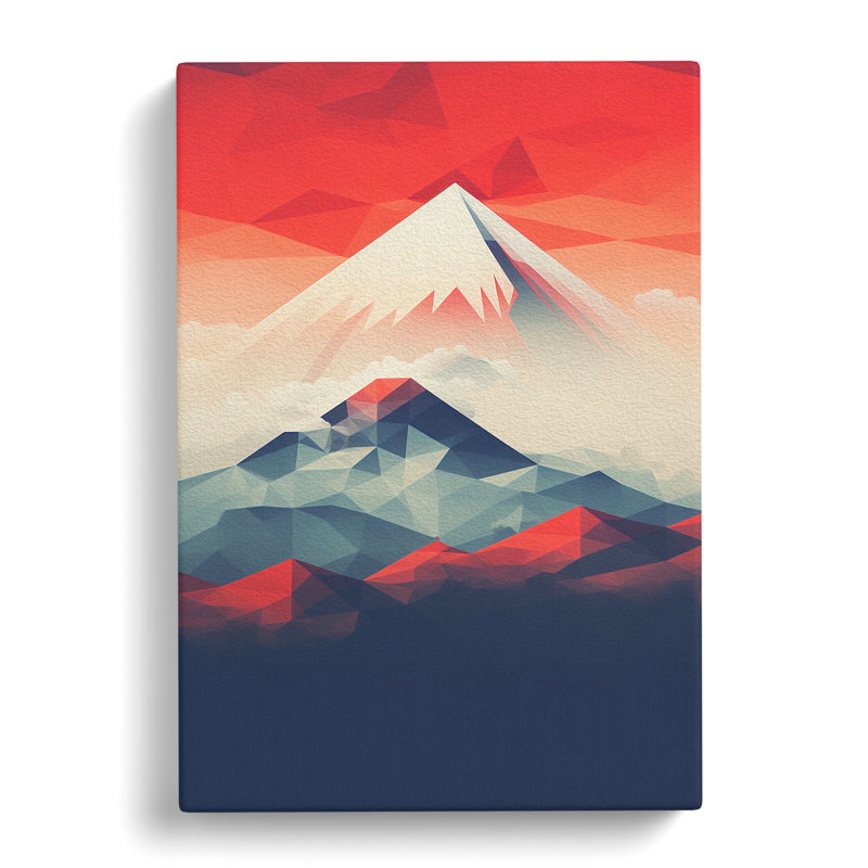 Mount Fuji Geometric - Wrapped Canvas, 60cm H x 40cm W x 3cm D