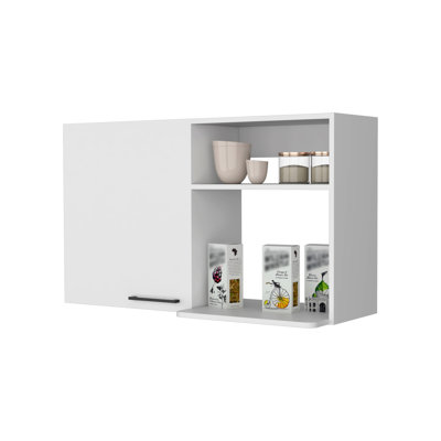 Armoire murale blanche avec 2 tablettes et une apparence attrayante de 23,71 pouces de hauteur pour les ustensiles de cuisine