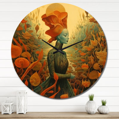 Goddess Dreams In Retro Colors IV Metal Wall Clock
