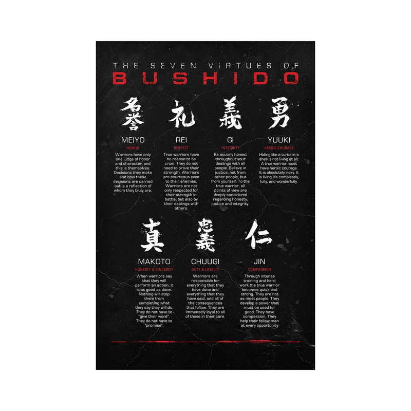 Bushido Code Black by Nikita Abakumov - Wrapped Canvas Print, 101.6 cm H x 66.04 cm W x 1.91 cm D