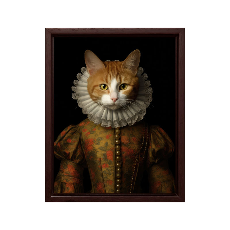 Chat de la Renaissance, Canvas, 16"H x 20"W, Brown Framed