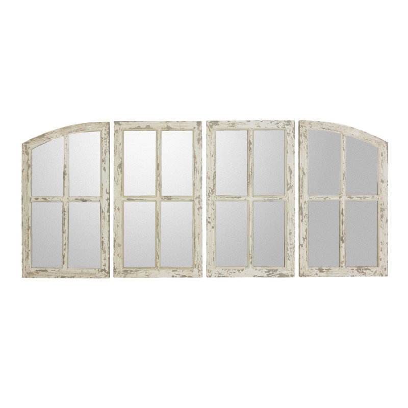Liebenthal Arch Wood Window Pane Mirrors Set, White