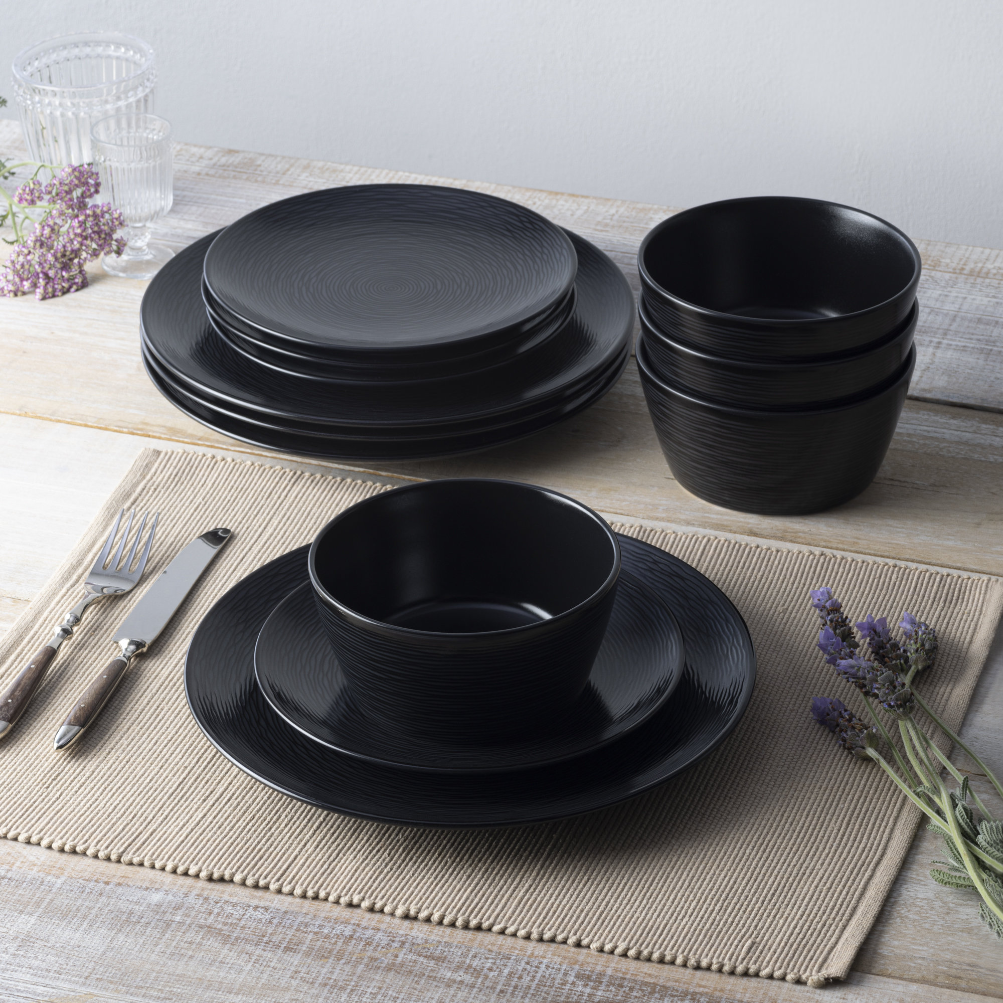 Noritake Colorscapes Swirl Cereal Bowls, 6", 25 oz., Black