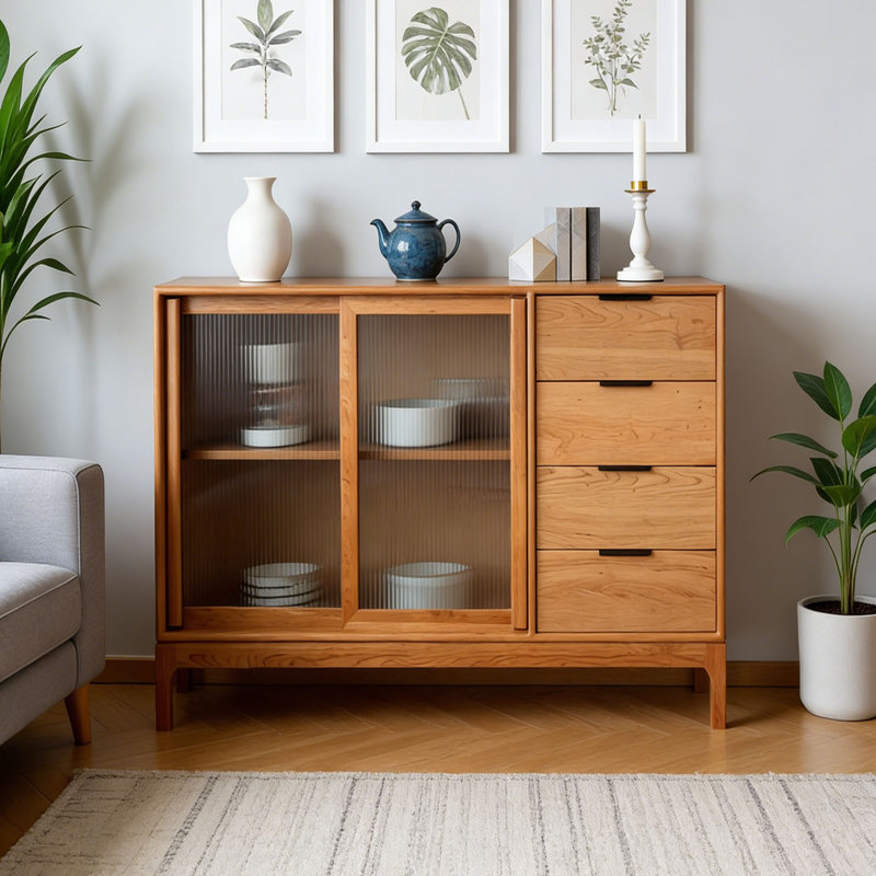 Buffet multifonctionnel en bois massif avec rangement, H 39,37 po x l 47,24 po x P 15,74 po