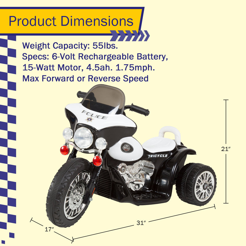 Lil' Rider Lil Rider 6V 1 Seater Battery Powered Mini 3 Wheels Chopper ...