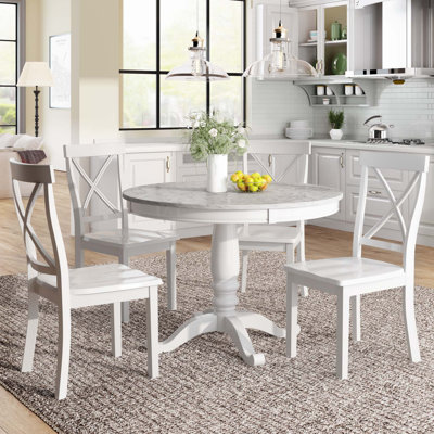 5 Pieces Dining Table and Chairs Set, Kitchen Room Solid Wood Table with 4 Chairs