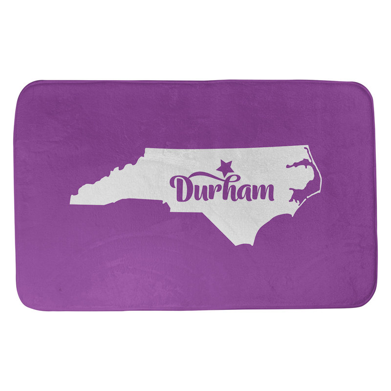 Tapis rectangulaire antidérapant pour salle de bain, L 17 po x L 21 po, Violet, Durham, Caroline du Nord 