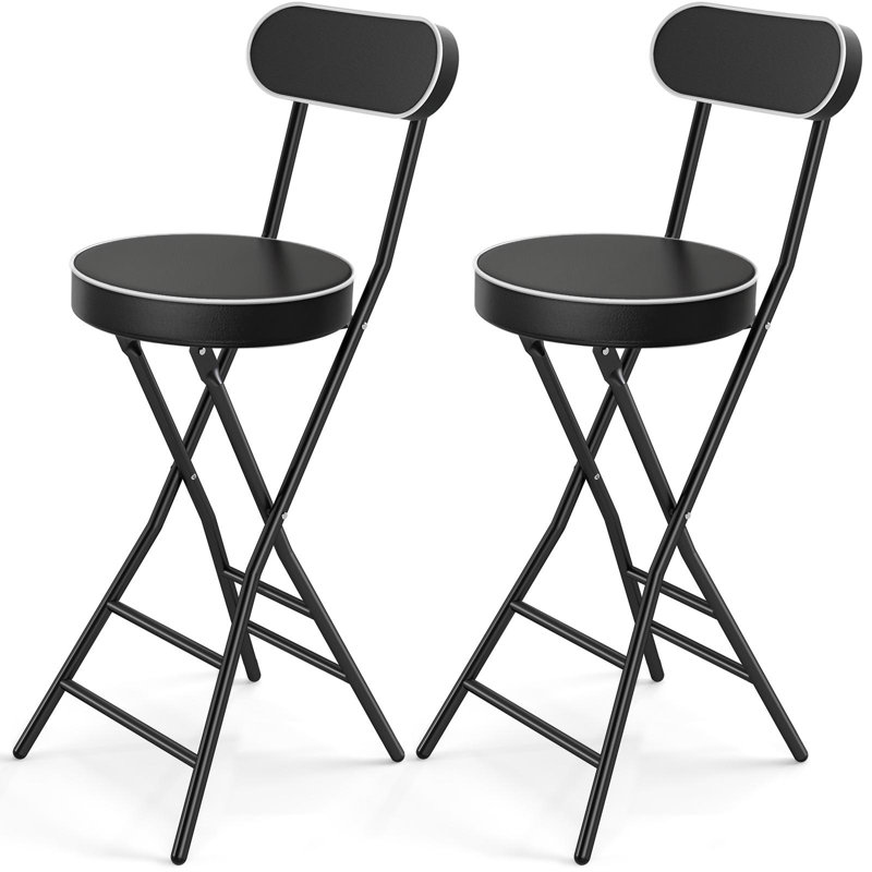 Tabouret pliant 26 po avec siège rembourré - capacité de 400 lb, noir