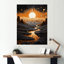 «Orange Desert Sun In Bold Landscape IV», art mural panneaux solaires en métal
