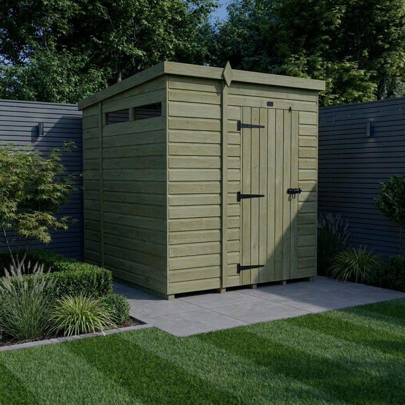 Total Sheds 6ft x 6ft Security Pent Shed - Heavy-Duty Hasp Staple Anti-Tamper - Pressure Treated Timber - UK Manufactured