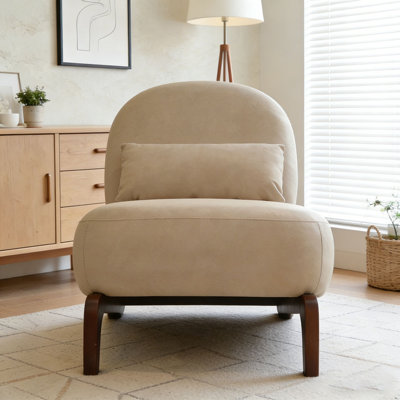 Cute Accent Chair with Solid Wood Legs