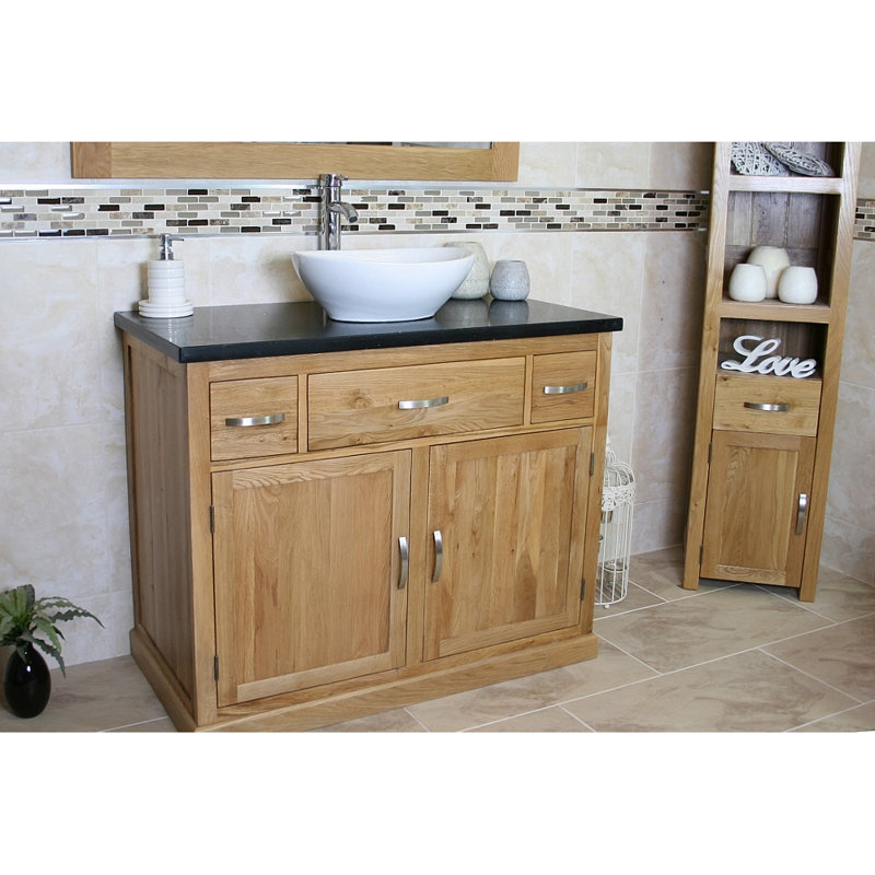 Nya 1000mm Single Bathroom Vanity with Vessel Ceramic Basin, Black