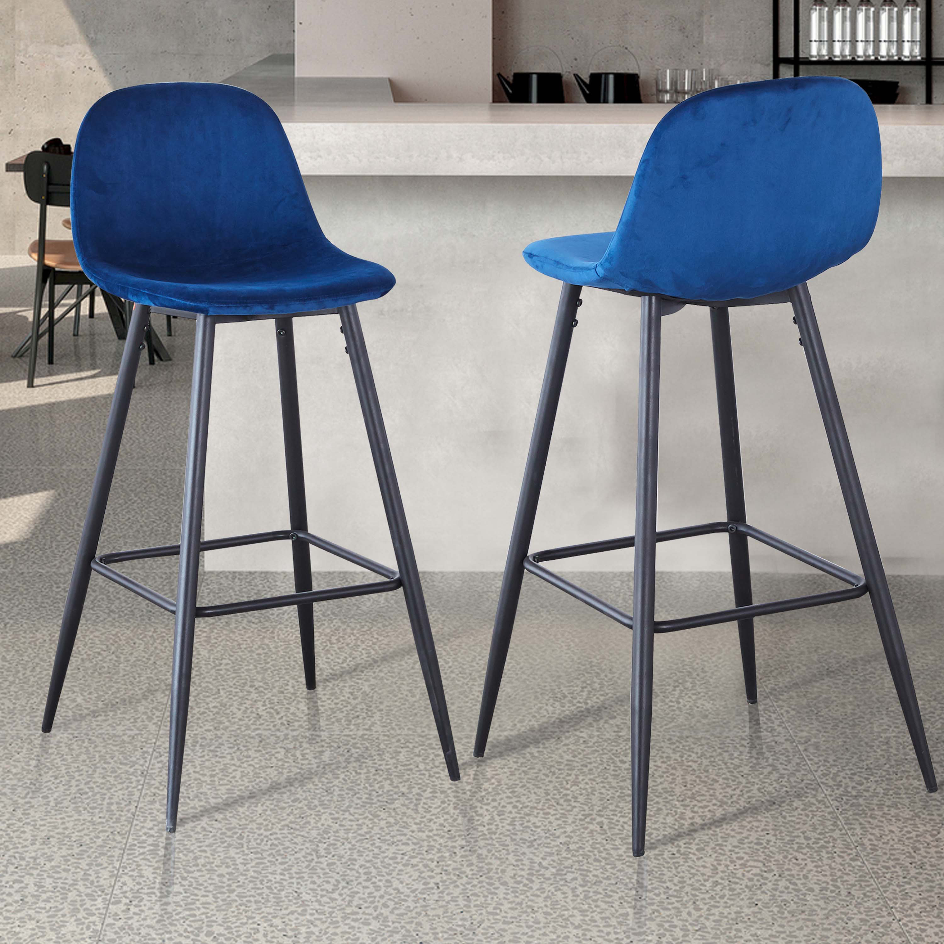 Red Barrel Studio® Bar Stools Set of 2, 30 Inches Velvet Barstool ...