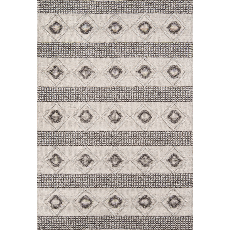 Tapis gris à motif géométrique tissé à plat à la main Laileen, Rectangle 3 pi x 5 pi