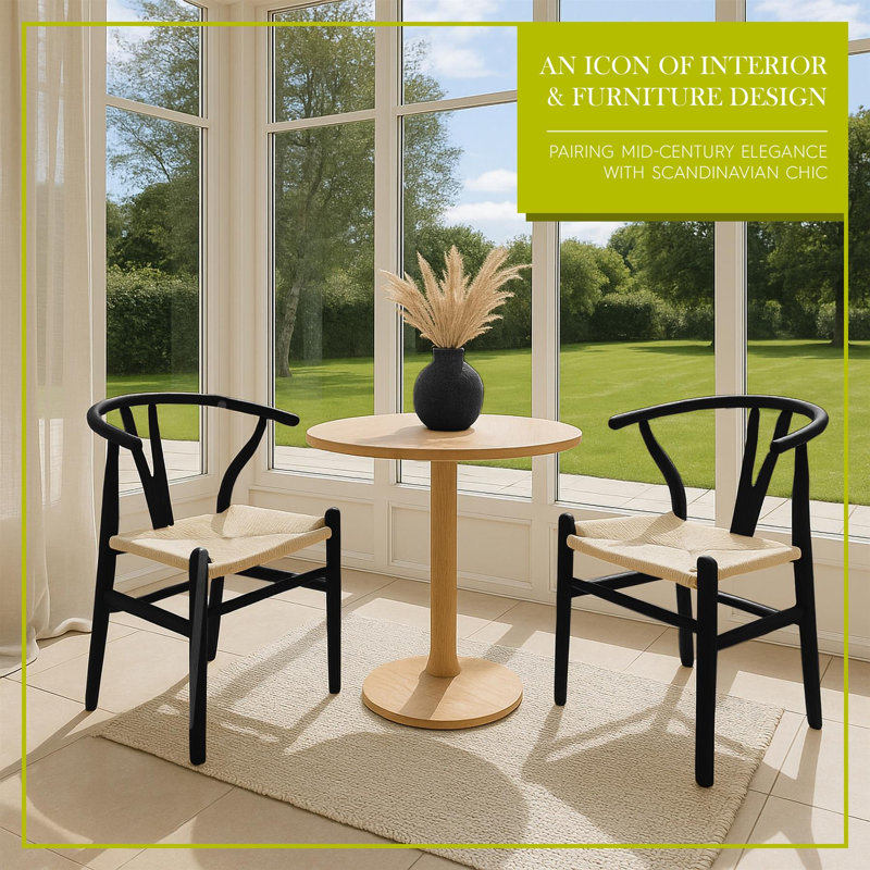 Nicholas Winter Scandi Danish Style Solid Wood Dining Chairs, 2, Black/Natural