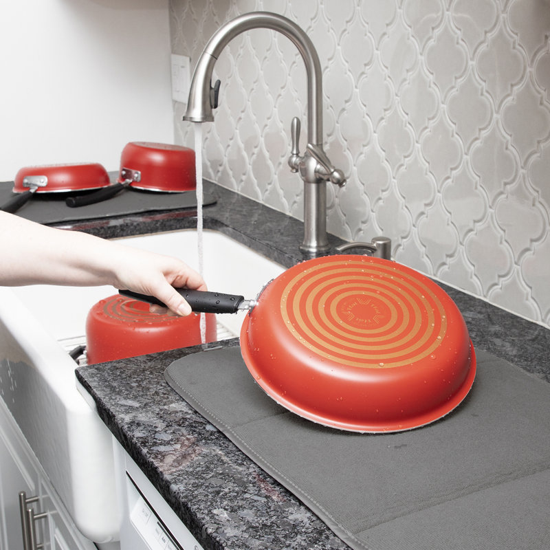 Pebble Gray Foldable Microfiber Dish Drying Mat Set