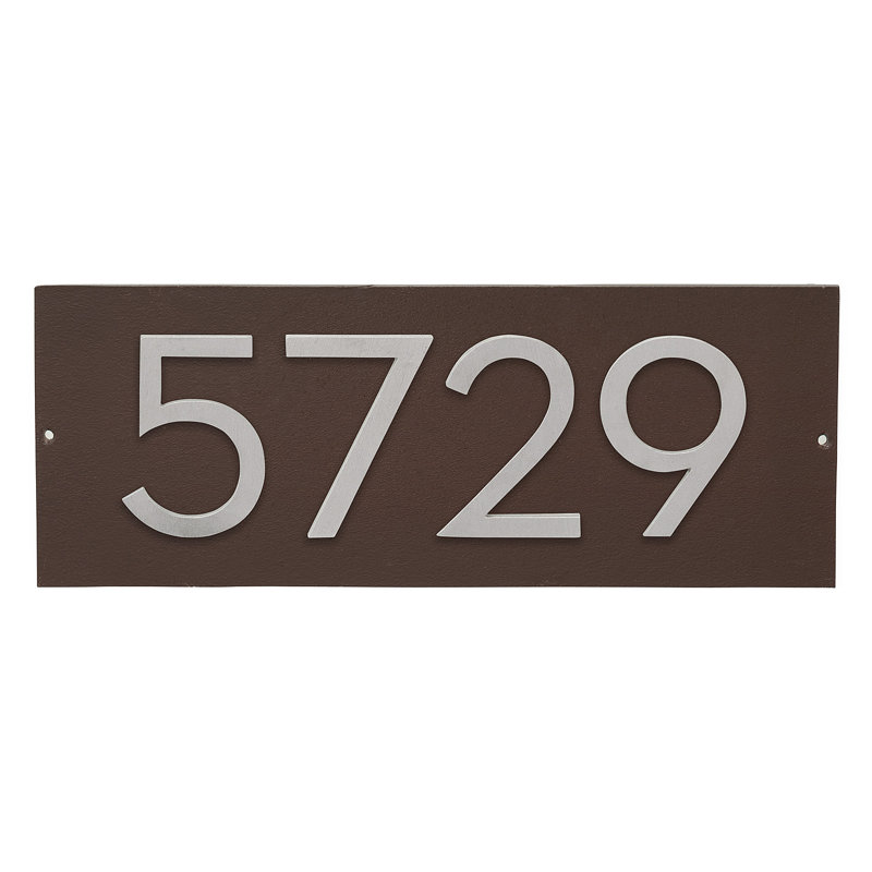 Plaque d'adresse horizontale flottante 4 po (4 chiffres), Bronze romain, Argent, Oui