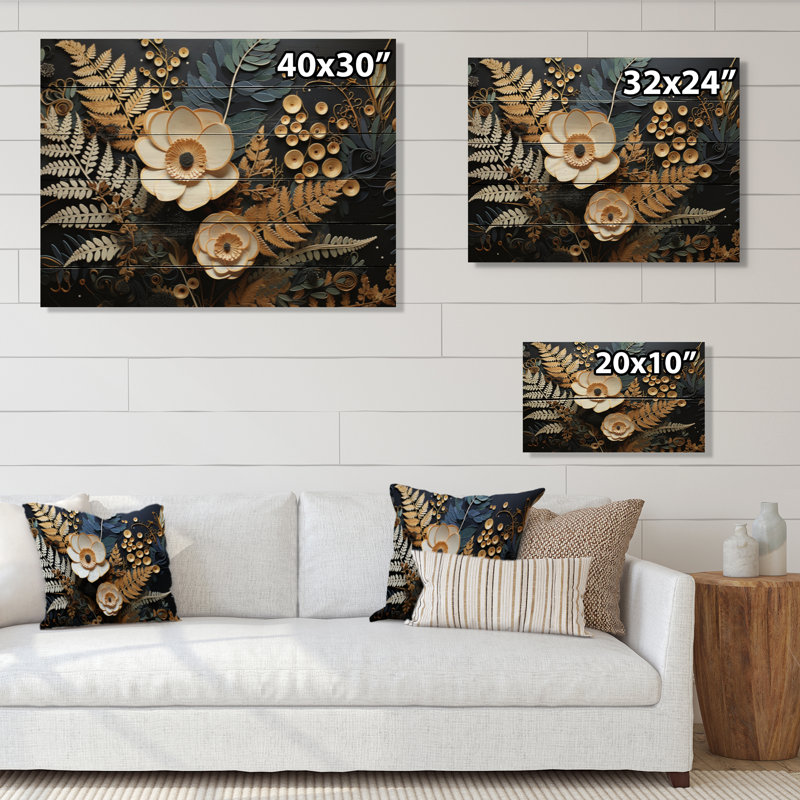 Laydon Ferns Copper Elegance I sur impression sur bois, H 30 po x l 40 po x P 0,78 po