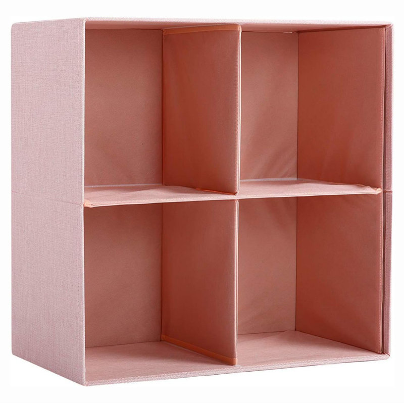 Cube Organizer Shelf with 4 Storage Bins, Pink