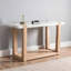 Console de canapé Sane, plateau en faux marbre blanc de 50 po avec tablette, brun-130842615-130842618
