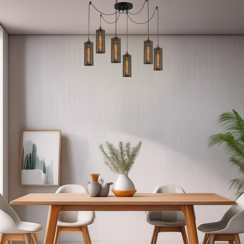 Lustre en métal à hauteur réglable 6 lumières