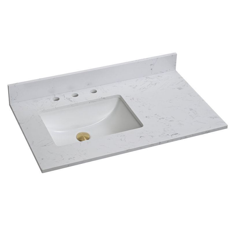 36'' Engineered Stone Single Bathroom Vanity Top with Sink – For Vanity Replacement, No Cabinet
