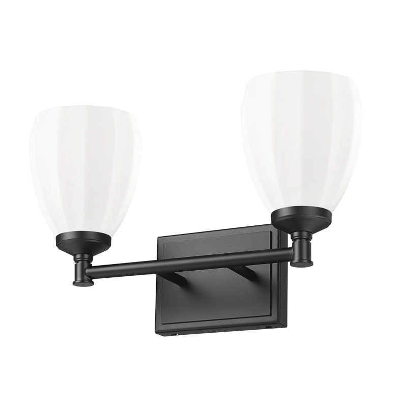 Mattera Modern Vanity, 10" H x 16" W x 6.5" D, Matte Black, 2 Lights