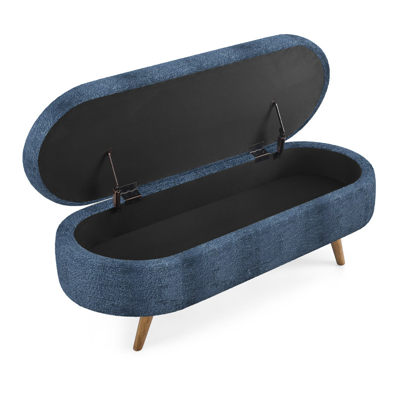 Banc de rangement repose-pieds ovale, Bleu très foncé, Bleu très foncé