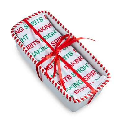 Sweetest Christmas Loaf Pan Kitchen Dishtowel Set Of 2 White Ceramic 36 Oz