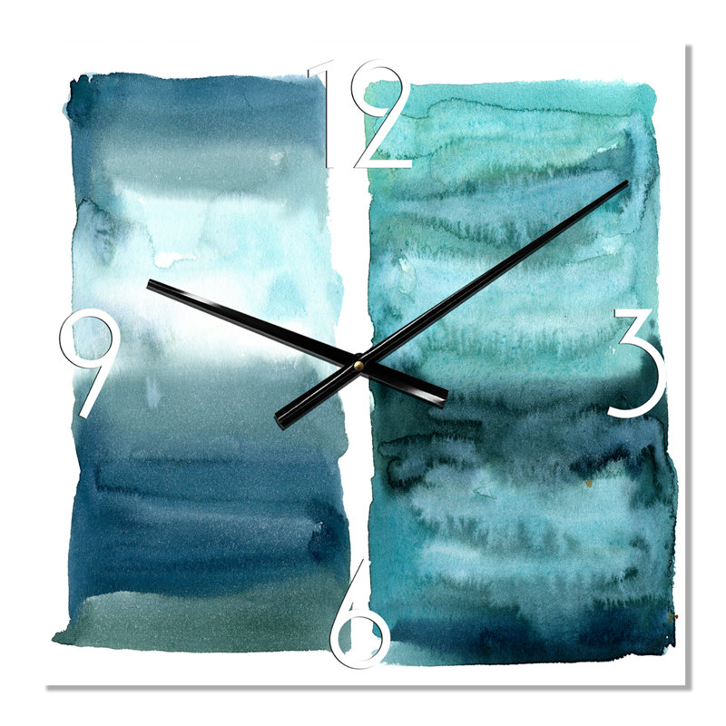 Horloge murale moderne - impression d'océan bleu abstrait aquatique II, Petit