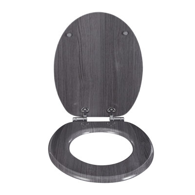 East Urban Home Premium Toilet Seat Toilet Seat With Soft Close, MDF Wood Core, Softclose Hinge, Antibacterial, Design Decor