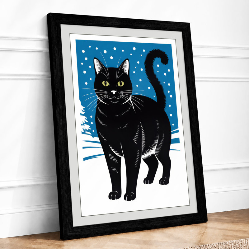 Winter Cat Minimalist - Print, A1 - 84.1 x 59.4 cm, Black
