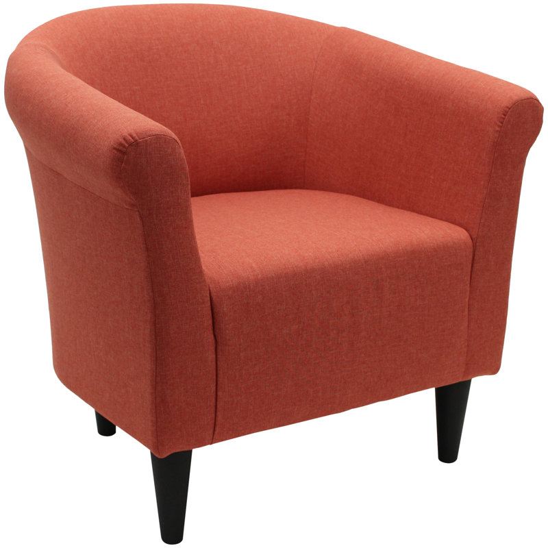 Liam Upholstered Barrel Chair, Jitterbug Mango Performance Basketweave