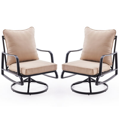 Mobilier d'extérieur pour bistro de 2 chaises pivotantes et berçantes avec coussins en mousse à haute densité de 4 po d'épaisseur, facile à nettoyer, de patio, de qualité de 4 pouces et peu d'entretien