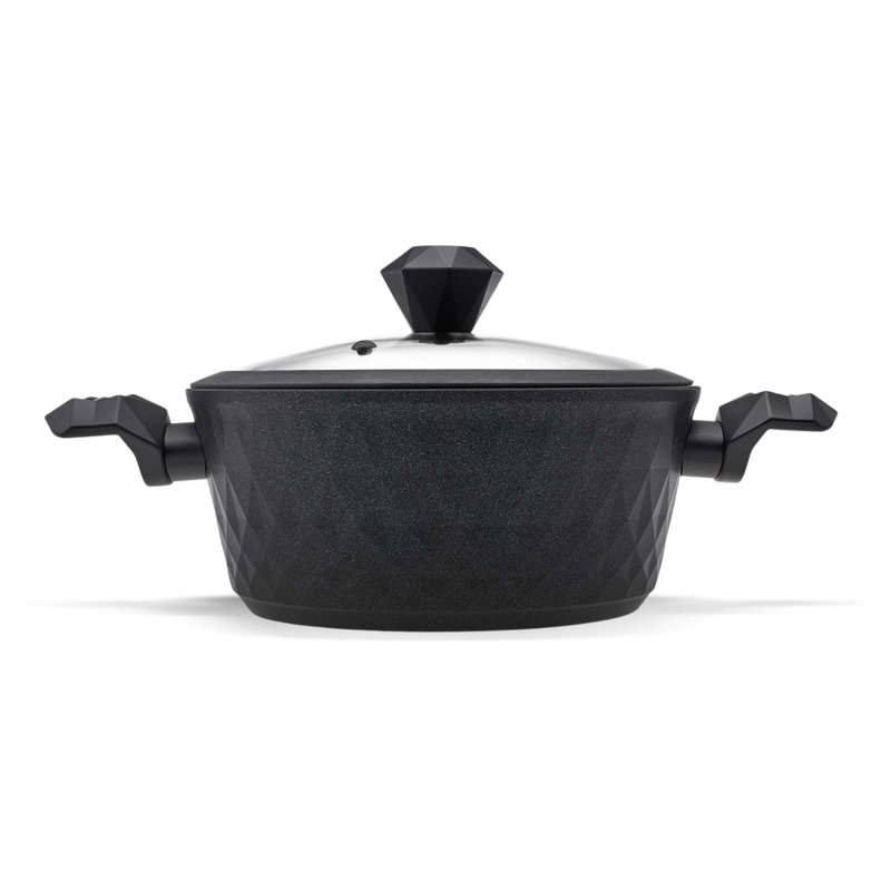 Karaca BioDiamond 7-Piece Non-Stick Antibacterial Handle Cookware Set, Black