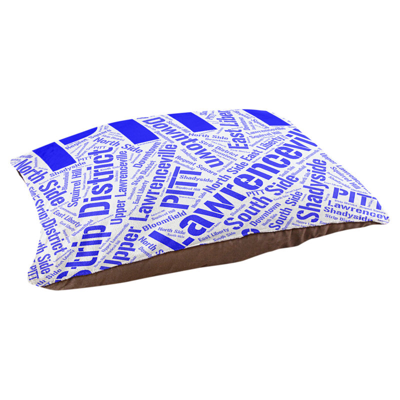 Coussin de chien « districts », Très grand (H 17 po x l 50 po x P 40 po), Bleu, Pittsburgh