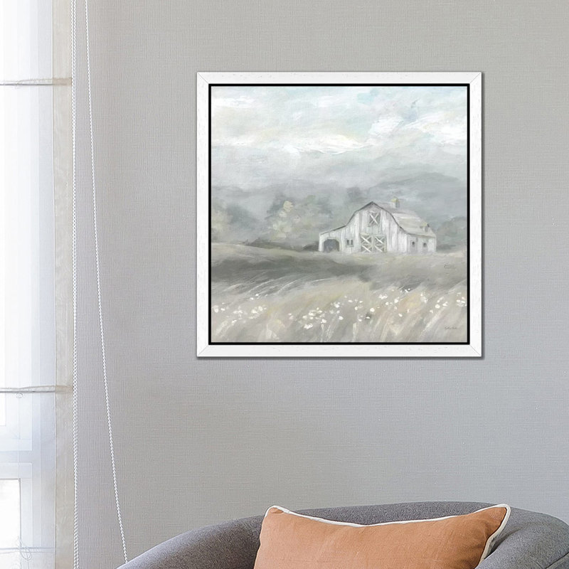 Country Meadow Farmhouse Neutral by Cynthia Coulter - Print on Canvas, 93.98 cm H x 93.98 cm W, White Framed