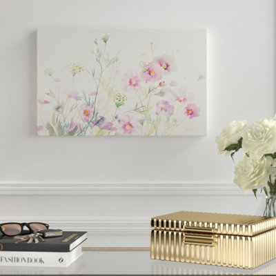 «Queen Annes Lace and Cosmos», reproduction de peinture acrylique sur toile tendue