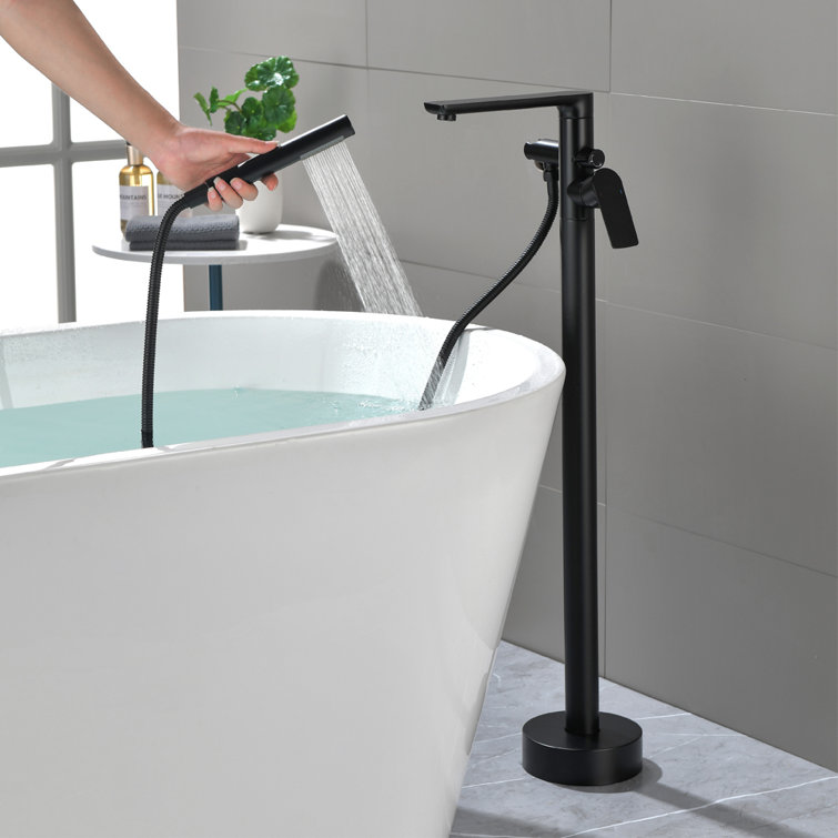 Robinet de baignoire Noir cascade poignée simple avec douchette pour salle  de bains