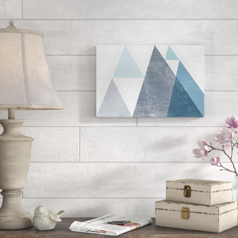 «Mod Triangles I Blue» par Michael Mullan, reproduction sur toile, H 12 po x l 18 po