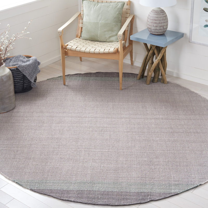 Zoltán Hand Woven Cotton Striped Rug, Round 7'