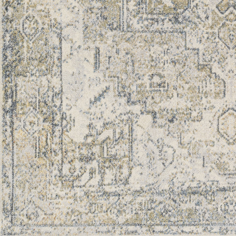 Weldon Machine Washable Oriental Blue/Ivory Area Rug