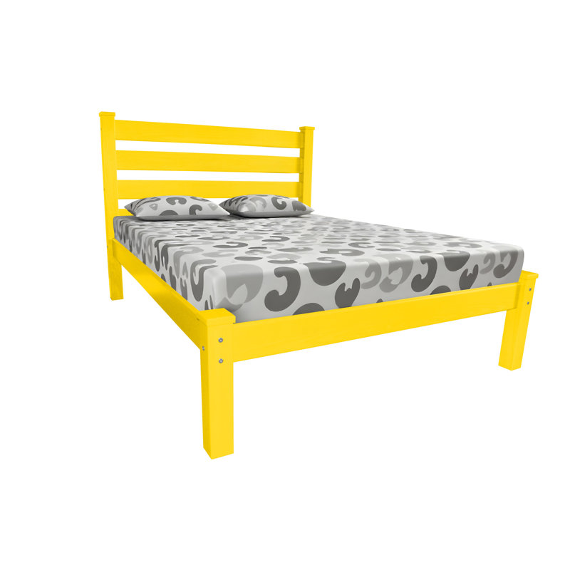 Canary Yellow Solid Wood Queen Bed Frame